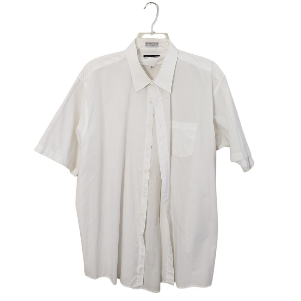 CT262 John Weitz Men’s White Short Sleeve Shirt Size 18.5